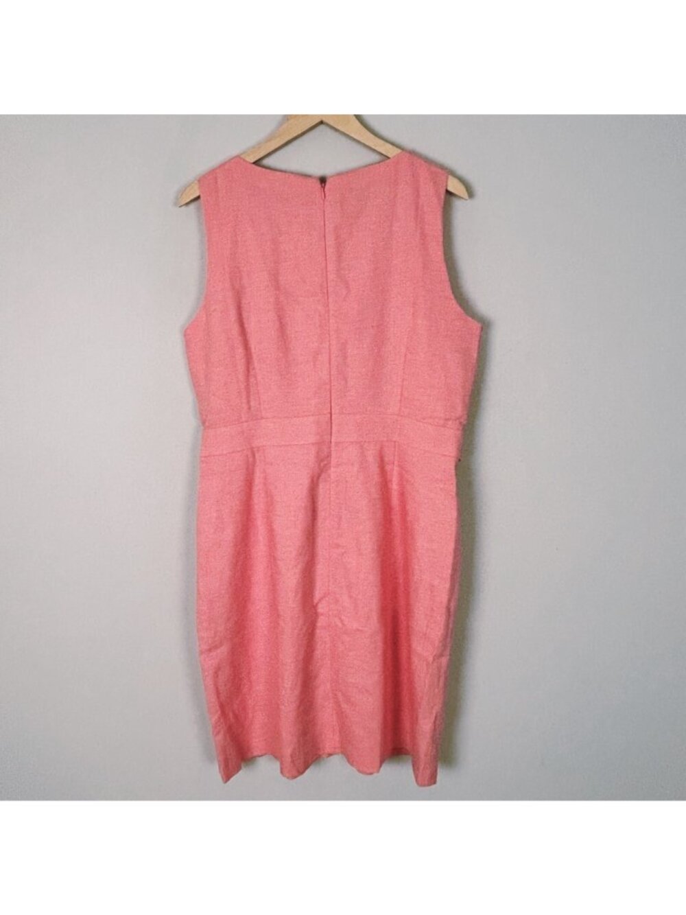 NEW Talbots Salmon Pink Shift Dress Front Tie Summer Linen Blend Size 14 Women's - Picture 3 of 4